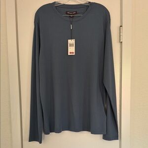 NWT Michael Kors Men's Long-Sleeve Crew Neck Shirt - Blue